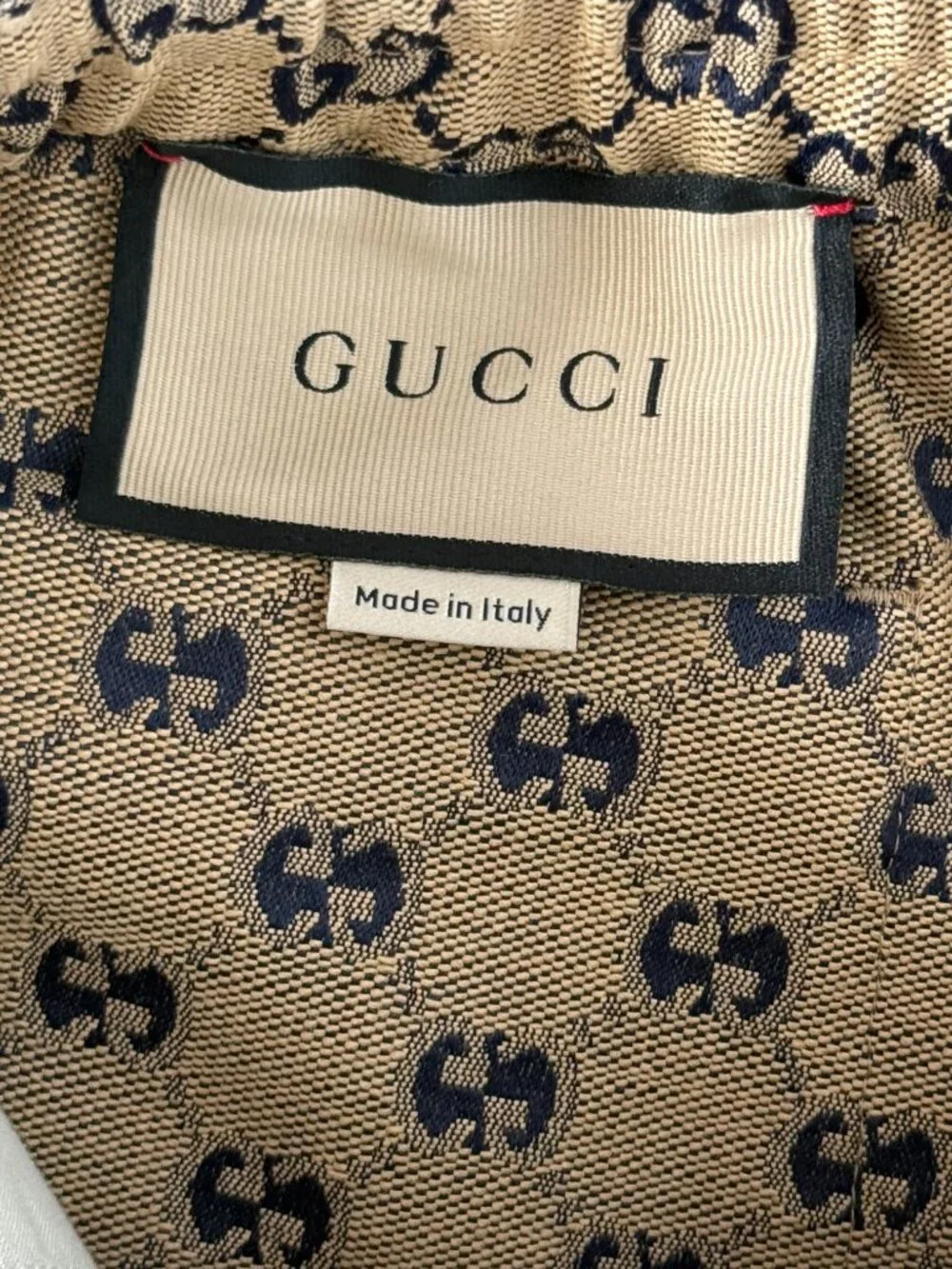 Gucci Beige & Navy GG Monogram Pants